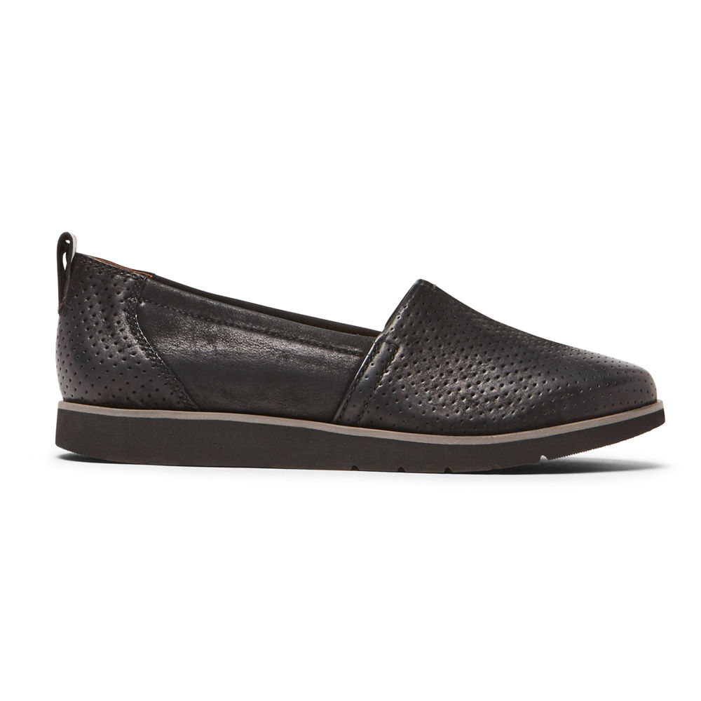 Rockport Womens Slip-On Black - Cobb Hill Laci - UK 356-GAHIPK